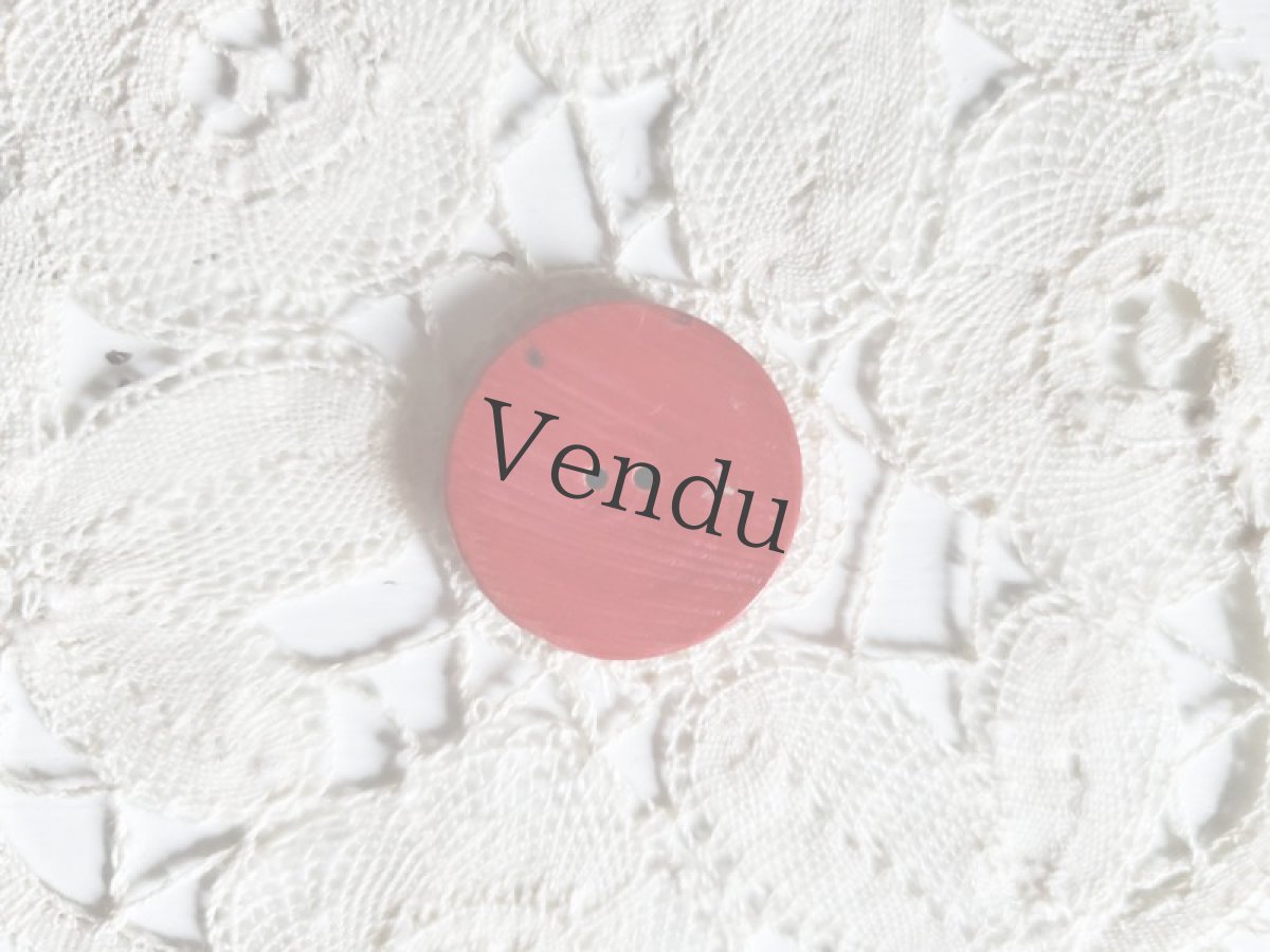 画像3: フランスヴィンテージ  赤いお花の木製ボタン 22mm (3)