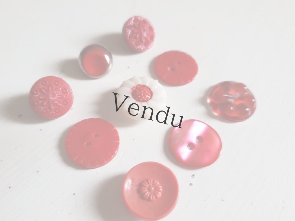 画像2: フランスヴィンテージ  ボタンアソート《Rouge》9個セット (2)