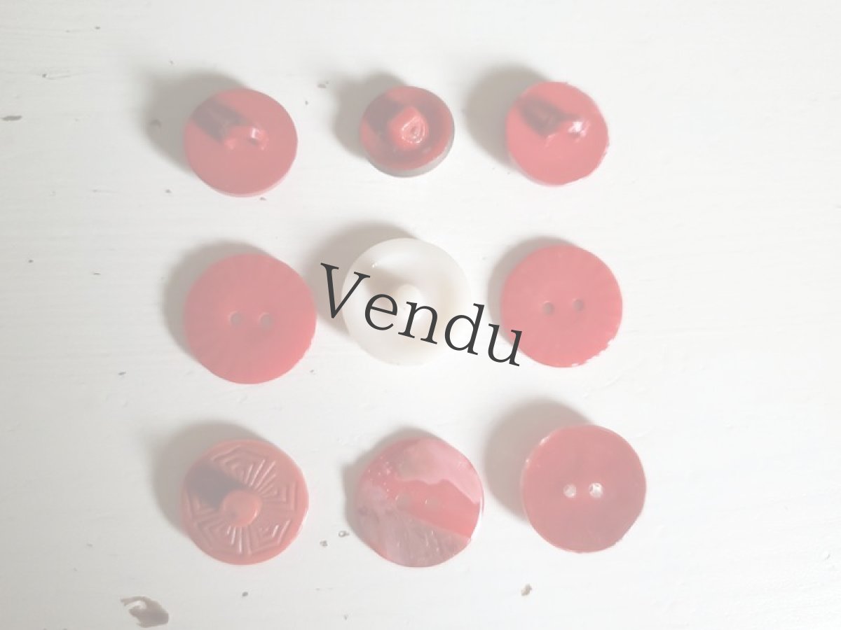 画像3: フランスヴィンテージ  ボタンアソート《Rouge》9個セット (3)