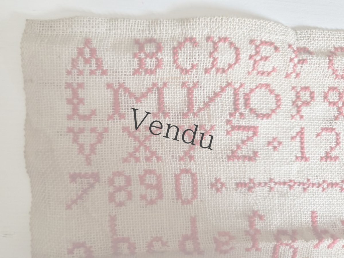 画像2: フランス 1933年 アルファべ クロスステッチサンプラー Marie Rochard (2)