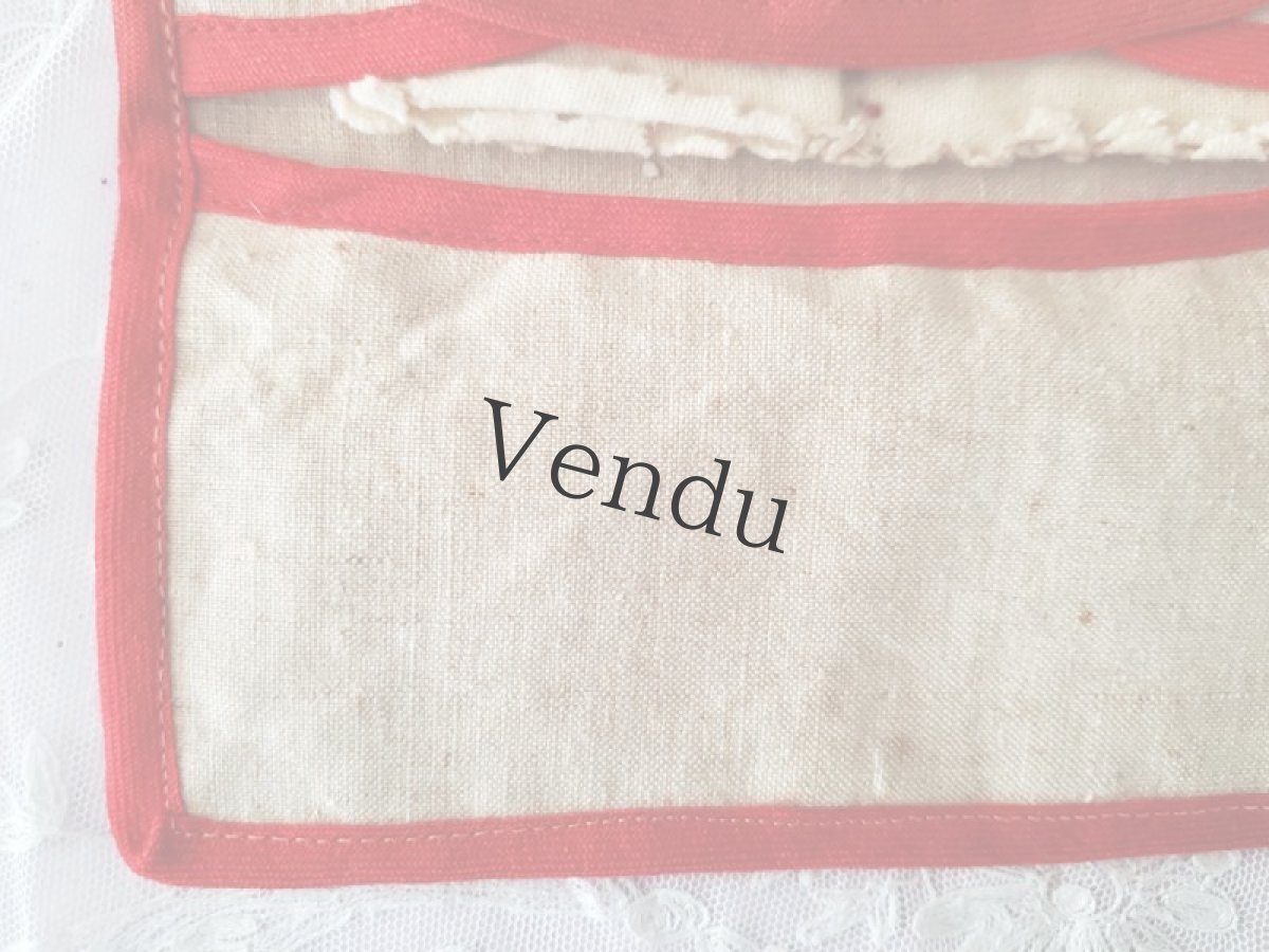 画像6: フランスヴィンテージ　赤糸刺繍のお裁縫ポーチ (6)