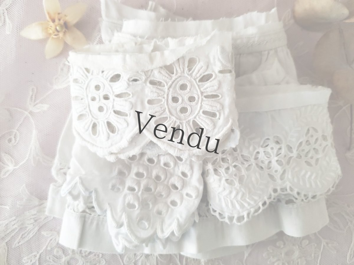 画像8: フランスアンティーク　カットワーク刺繍レースはぎれ ４種セット (8)