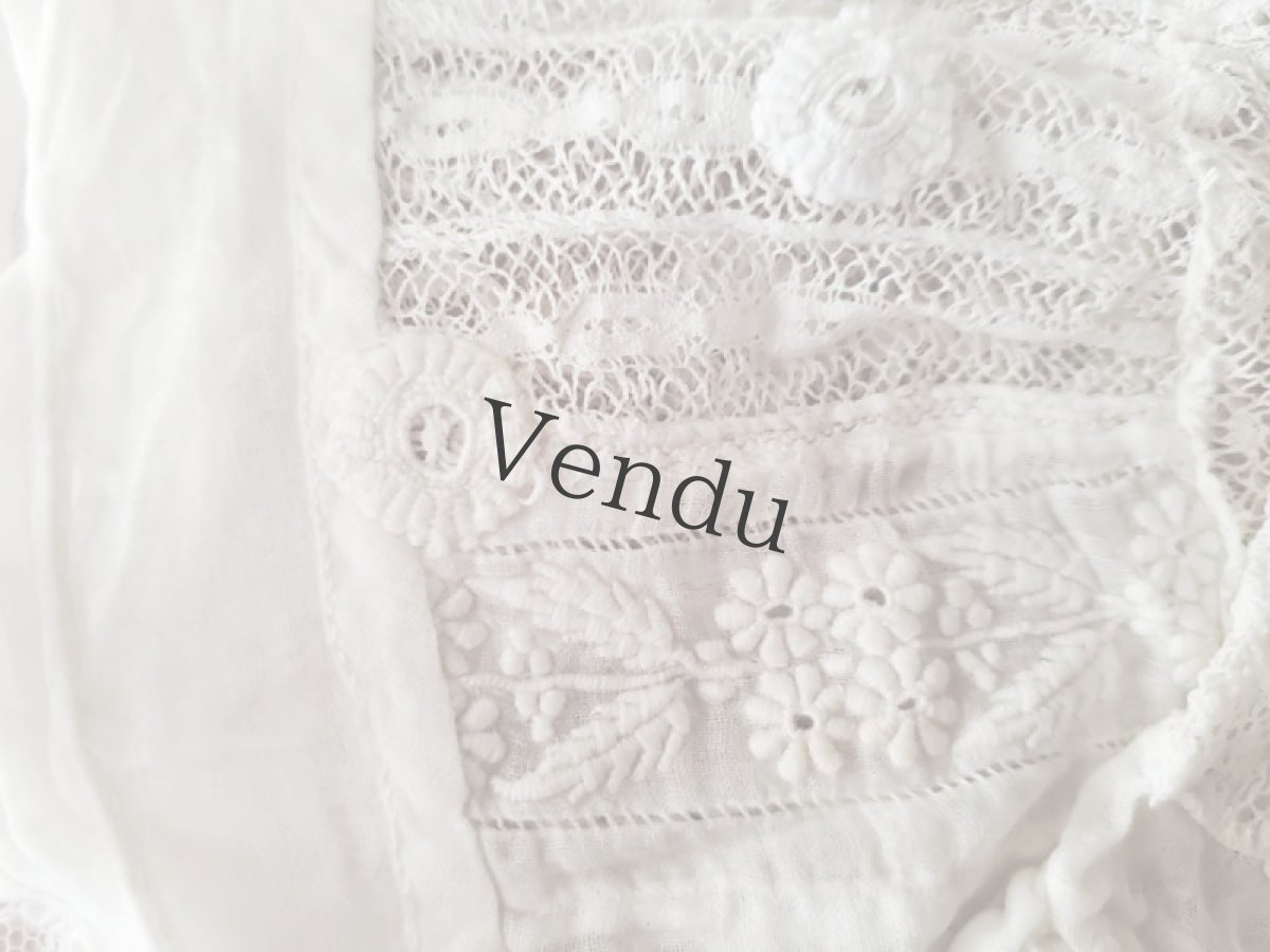 画像3: フランスアンティーク　白糸刺繍のとてもちいさなボネ (3)