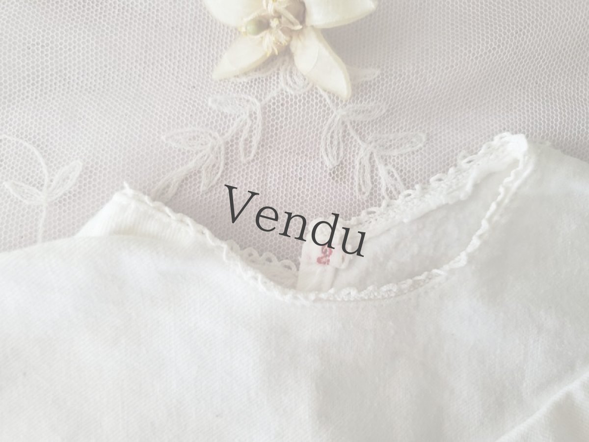 画像3: フランスアンティーク　べべの無地コットン服 2着セット (3)