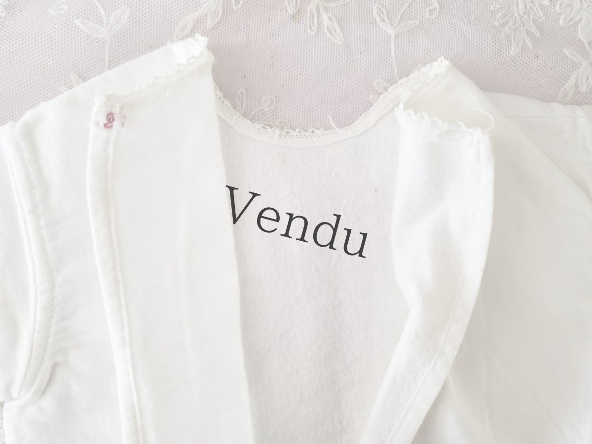 画像5: フランスアンティーク　べべの無地コットン服 2着セット (5)