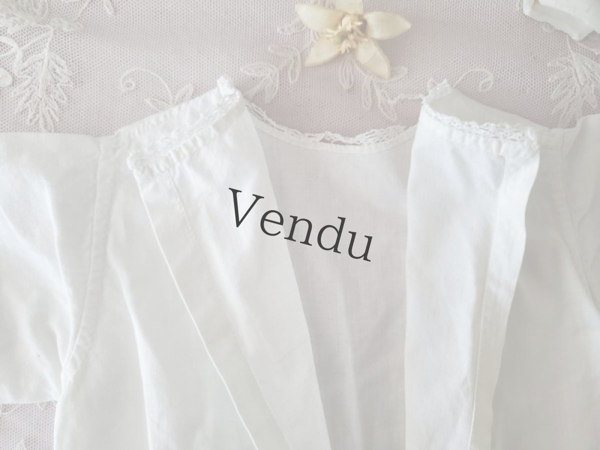 画像8: フランスアンティーク　べべの無地コットン服 2着セット (8)