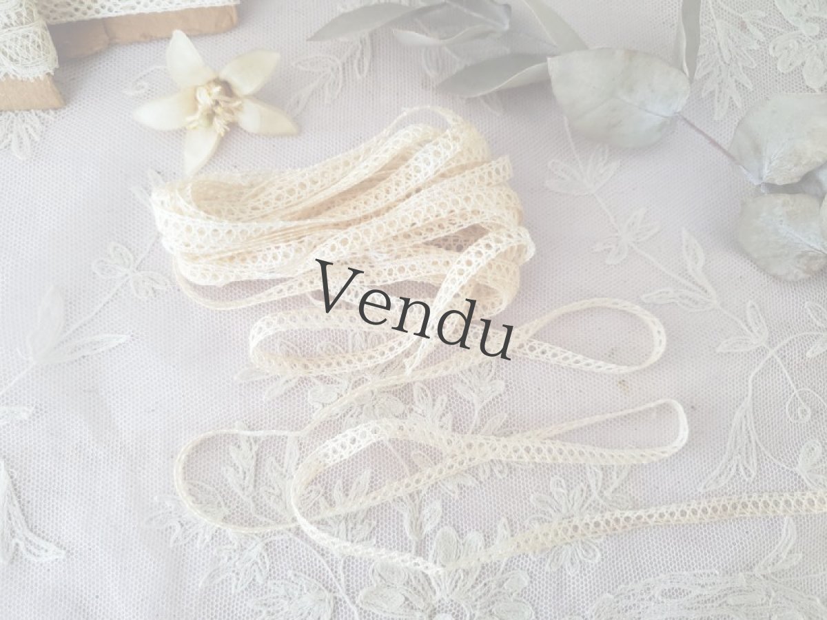 画像2: フランスアンティーク　極細6mm幅シンプルレースブレード50cm〜 (2)