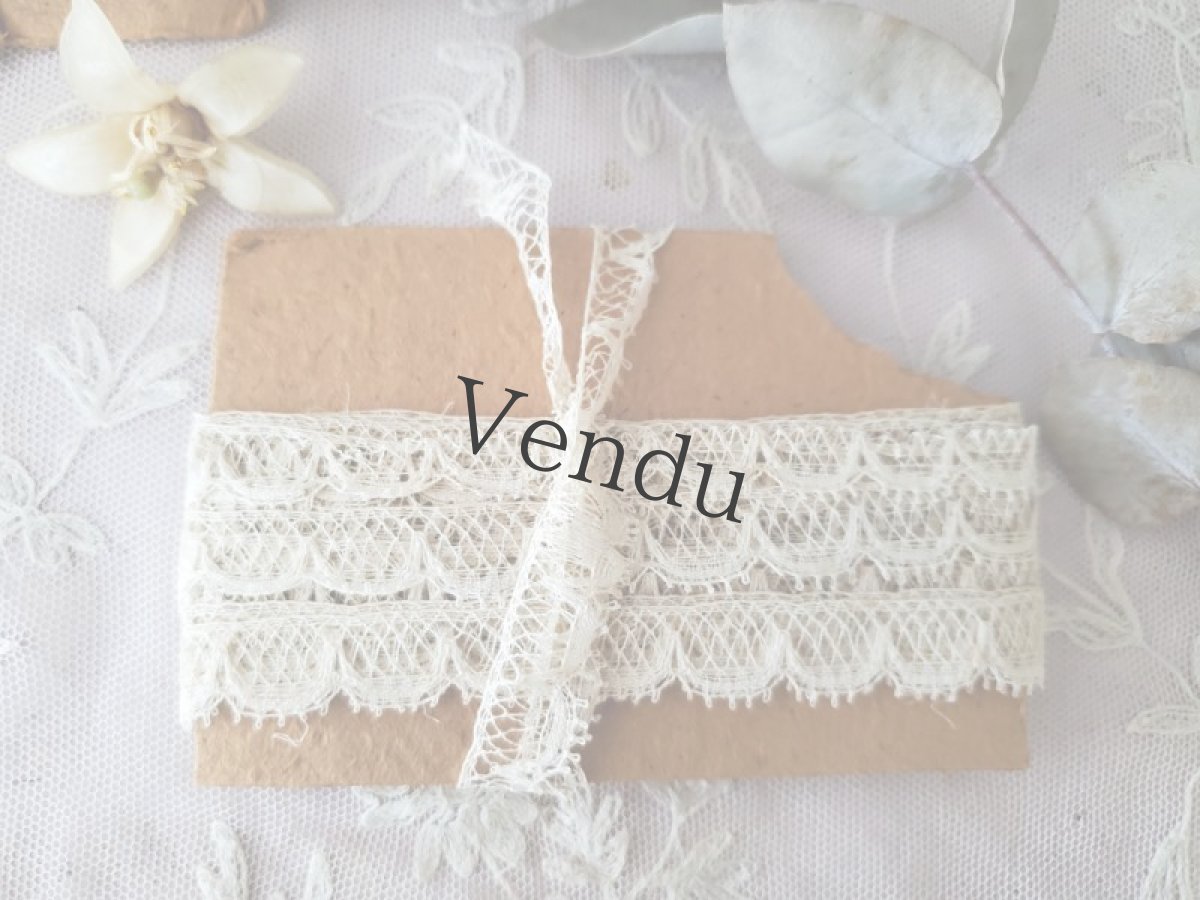 画像4: フランスアンティーク　シンプルスカラップレース50cm〜 (4)