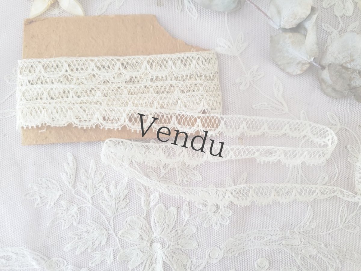 画像2: フランスアンティーク　シンプルスカラップレース50cm〜 (2)