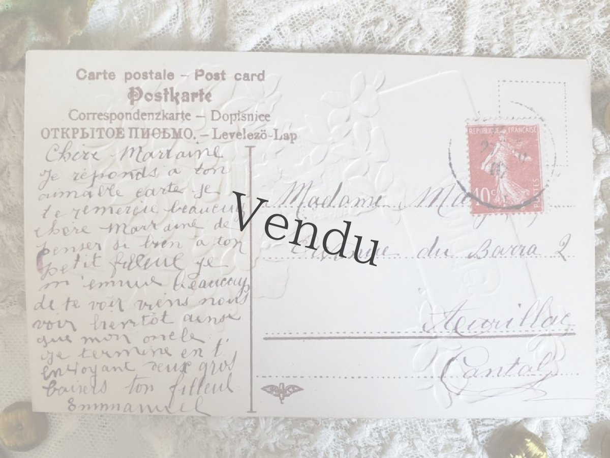 画像4: フランス 1900-40代 切手つきスミレのポストカード (4)