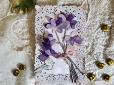画像1: フランスアンティーク スミレの布花があしらわれたカニヴェ仕様ポストカード (1)