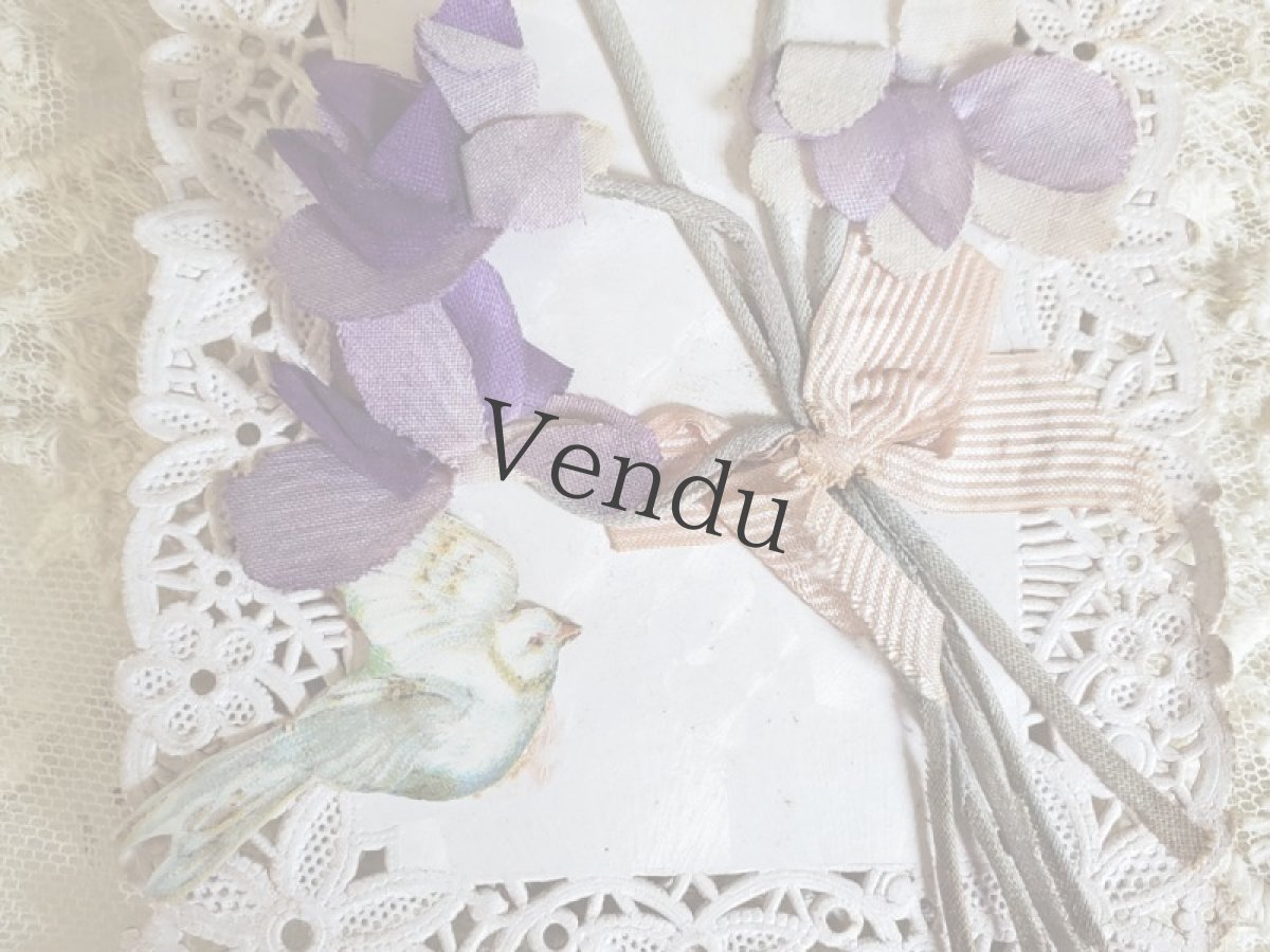 画像5: フランスアンティーク スミレの布花があしらわれたカニヴェ仕様ポストカード (5)