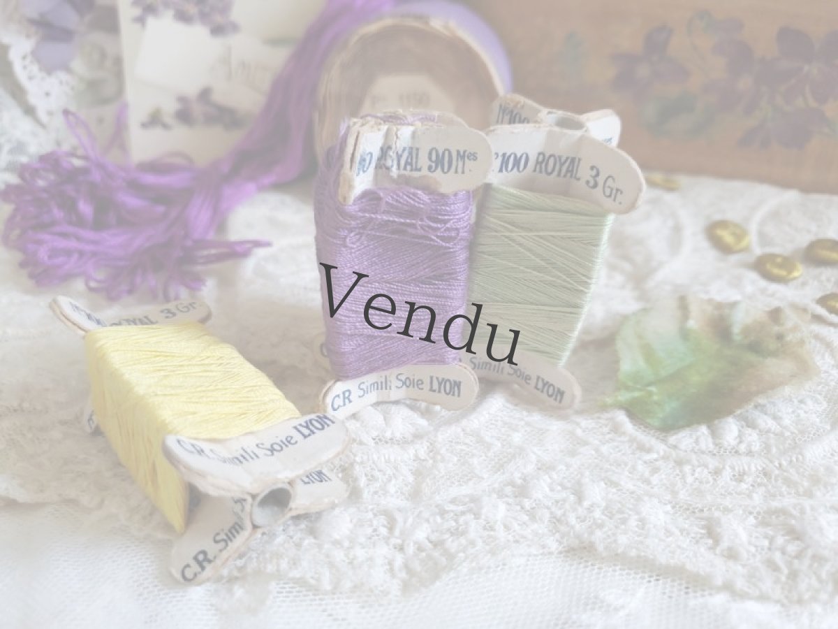 画像7: フランスアンティーク　立体シルク風糸巻き C.R.Simili Soie LYON ミモザ (7)