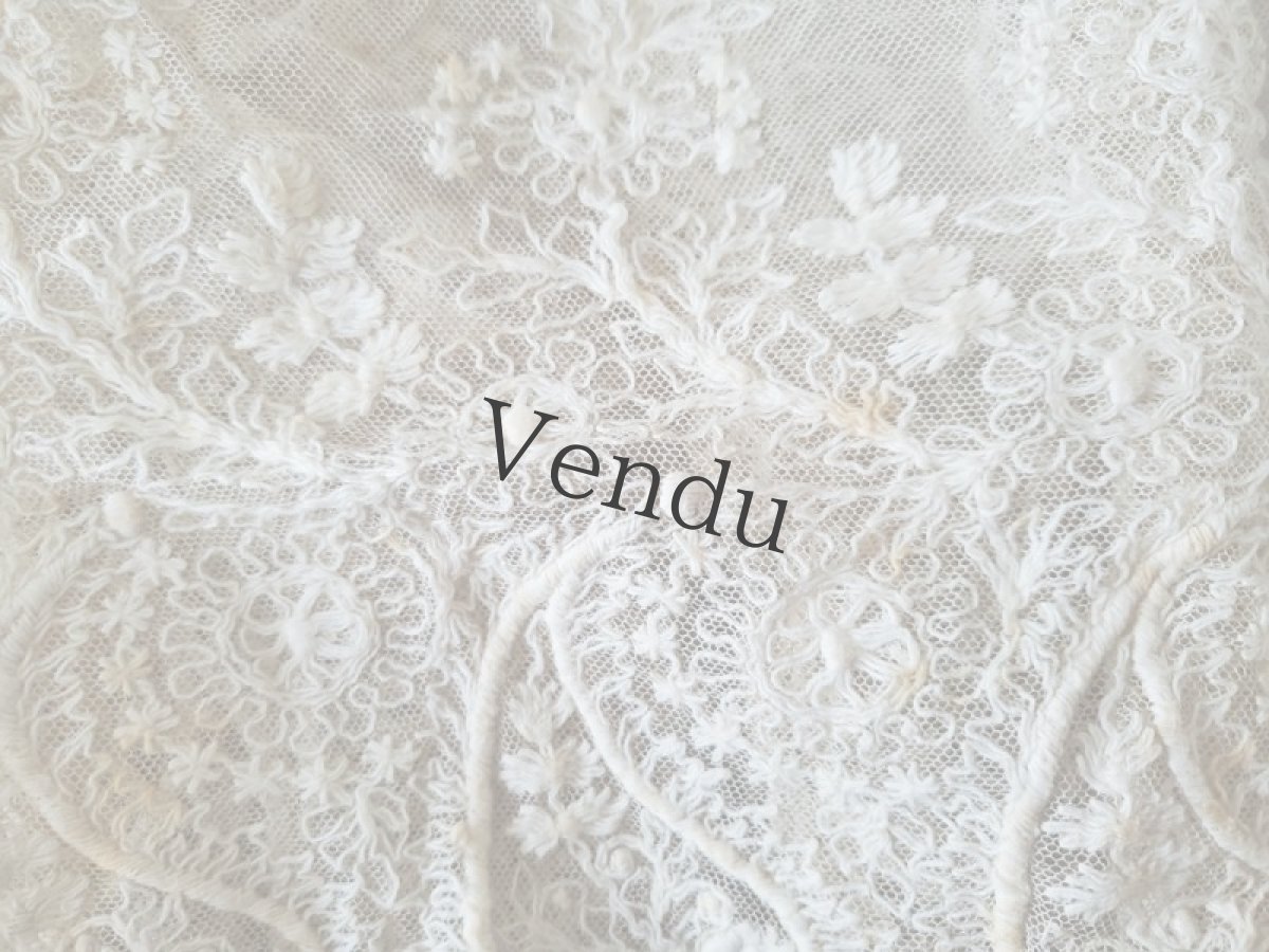 画像9: フランスアンティーク　幅広チュール刺繍スカラップレース 158cm／170cm (9)