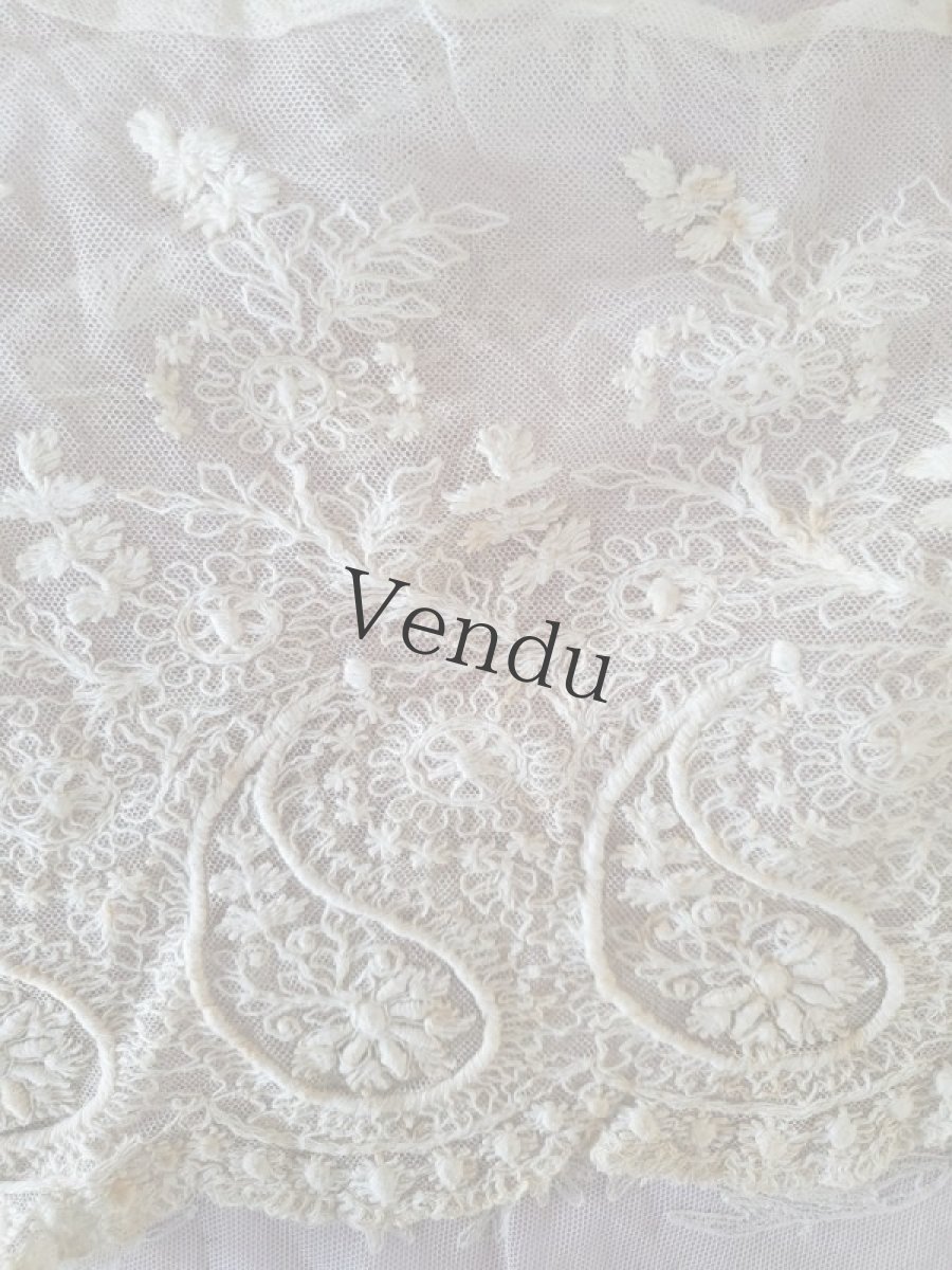 画像2: フランスアンティーク　幅広チュール刺繍スカラップレース 158cm／170cm (2)