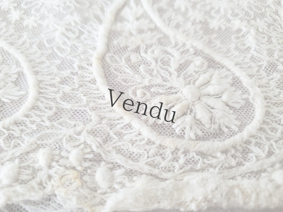 画像3: フランスアンティーク　幅広チュール刺繍スカラップレース 158cm／170cm (3)