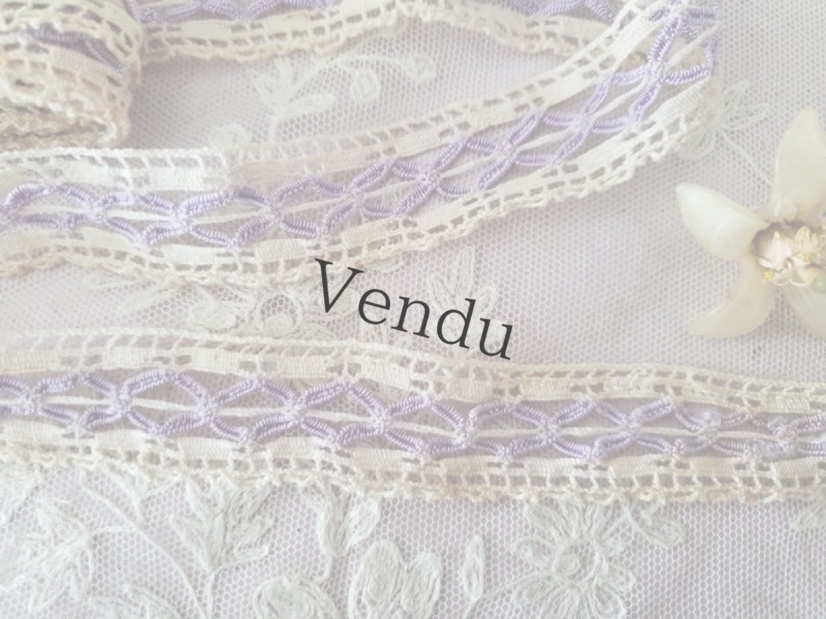 画像2: フランスヴィンテージ　2色のレースブレード 136cm (2)