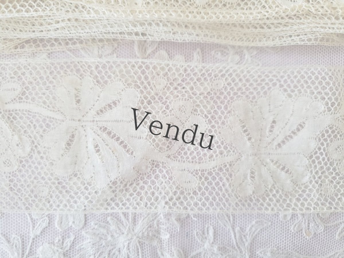 画像2: フランスアンティーク　ヴァランシエンヌレース 葉と実 142-208cm (2)