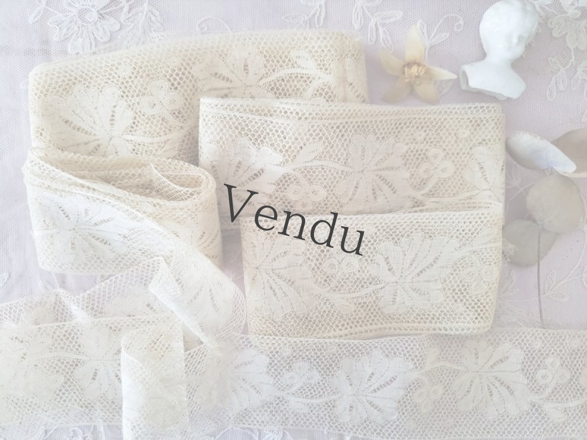 画像4: フランスアンティーク　ヴァランシエンヌレース 葉と実 142-208cm (4)