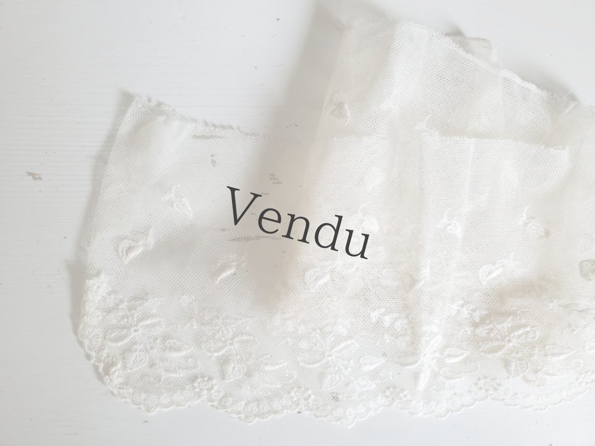 画像6: フランスアンティーク　幅広チュール刺繍スカラップレース 76cm (6)