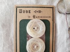 画像2: フランスアンティーク　貝ボタンシート 飾り四つ穴 MODE Parisienne 26mm (2)