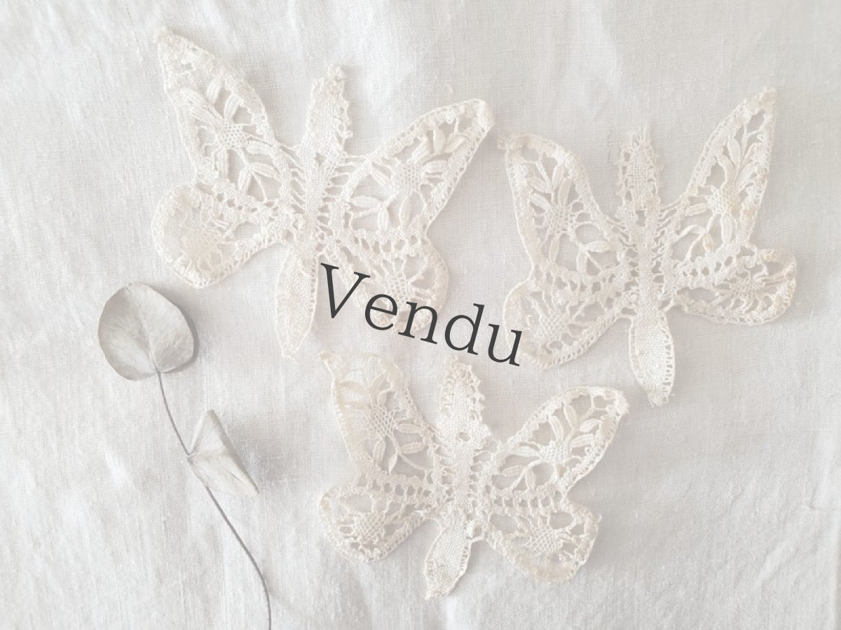 画像5: フランスヴィンテージ　レースモチーフセット 蝶 (5)