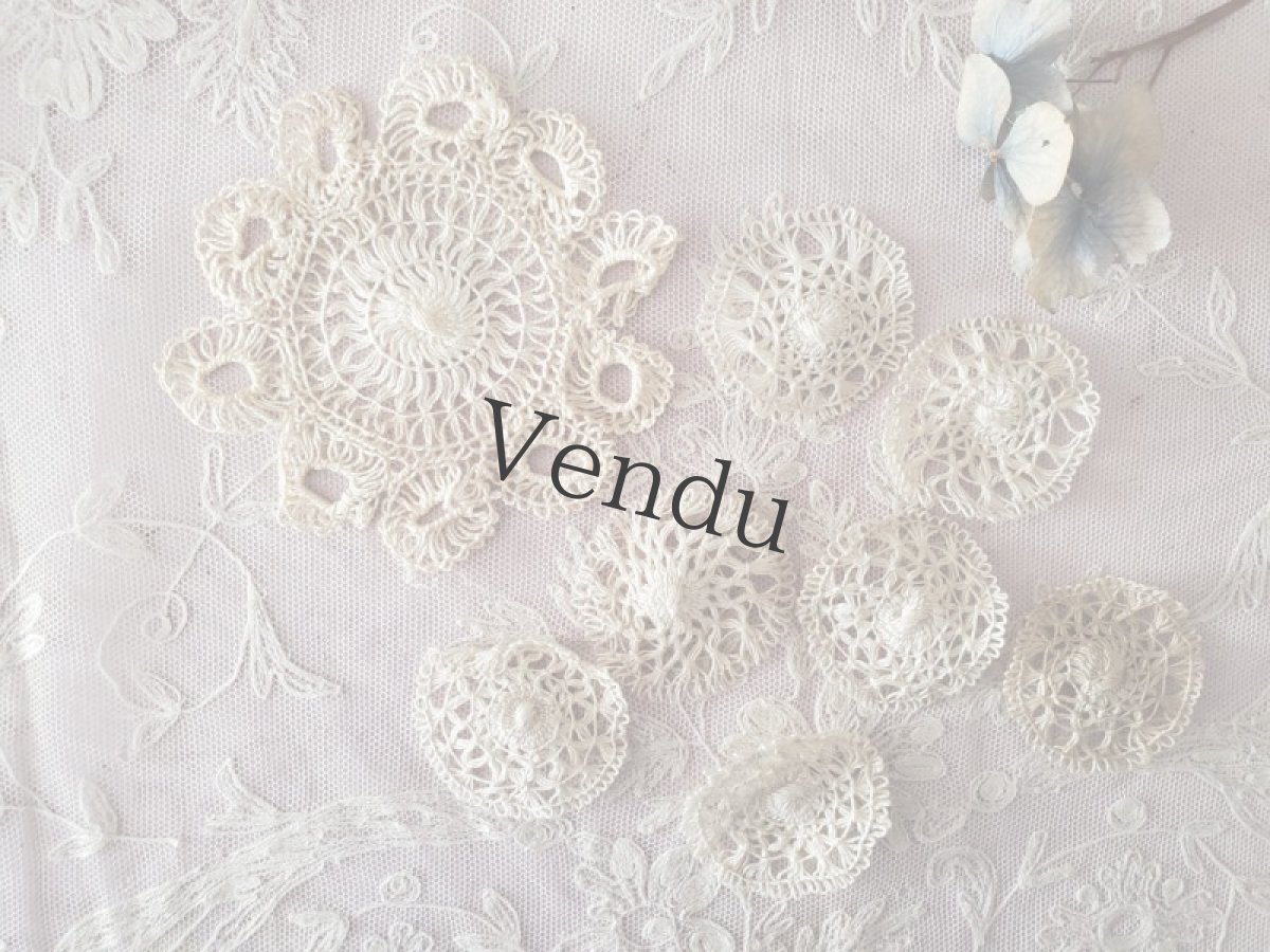 画像6: フランスヴィンテージ　レースモチーフセット サークル (6)