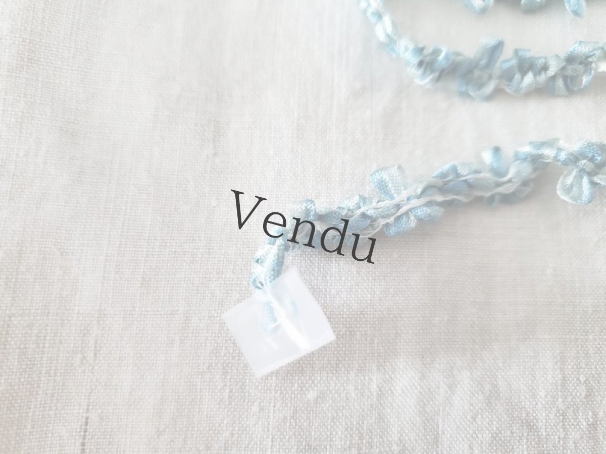 画像6: フランスヴィンテージ　ロココリボン　水色 50cm〜 (6)