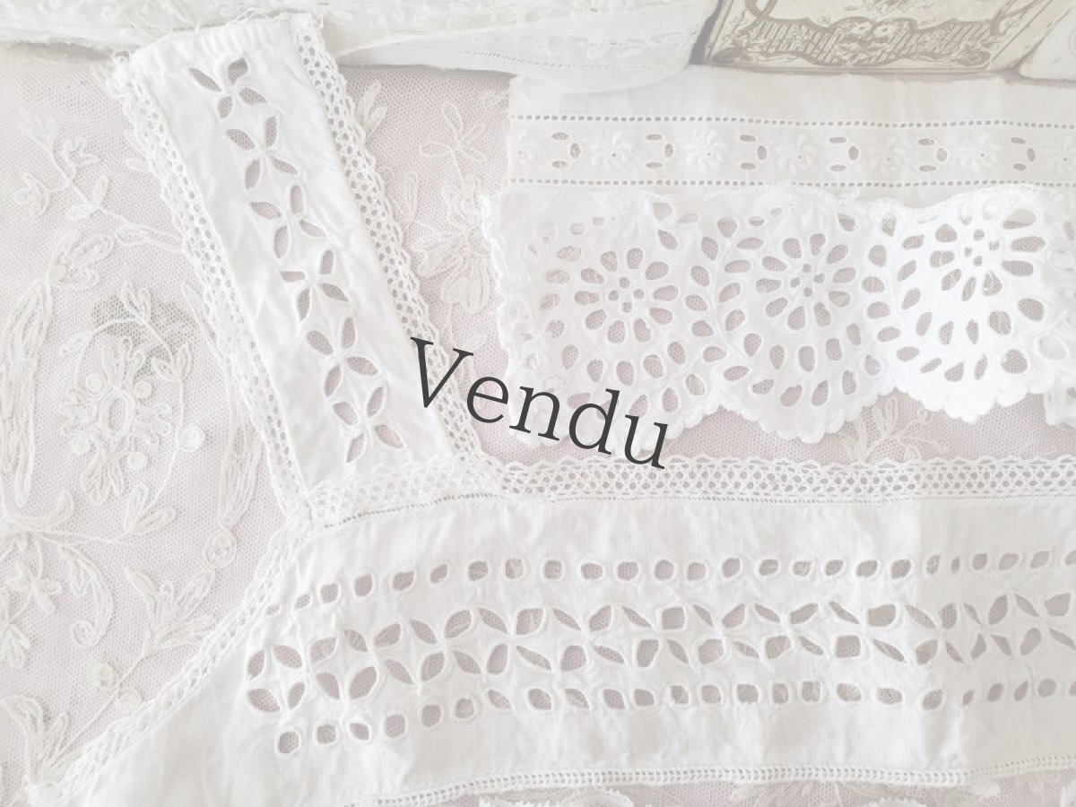 画像3: フランスアンティーク　カットワーク刺繍はぎれパーツセット (3)