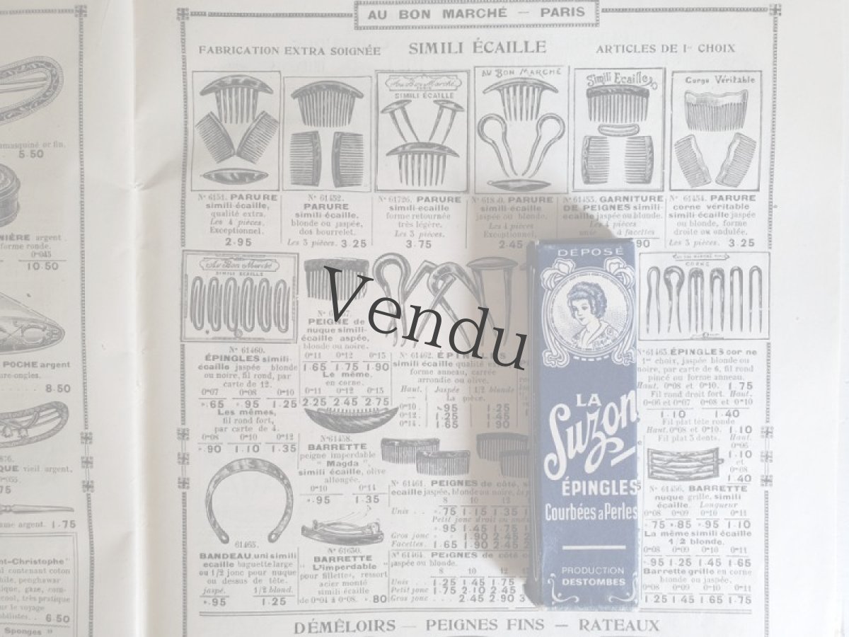 画像7: フランス 1900年代 紙箱入りエパングル／ヘアピン LA SUZON Épingles (7)