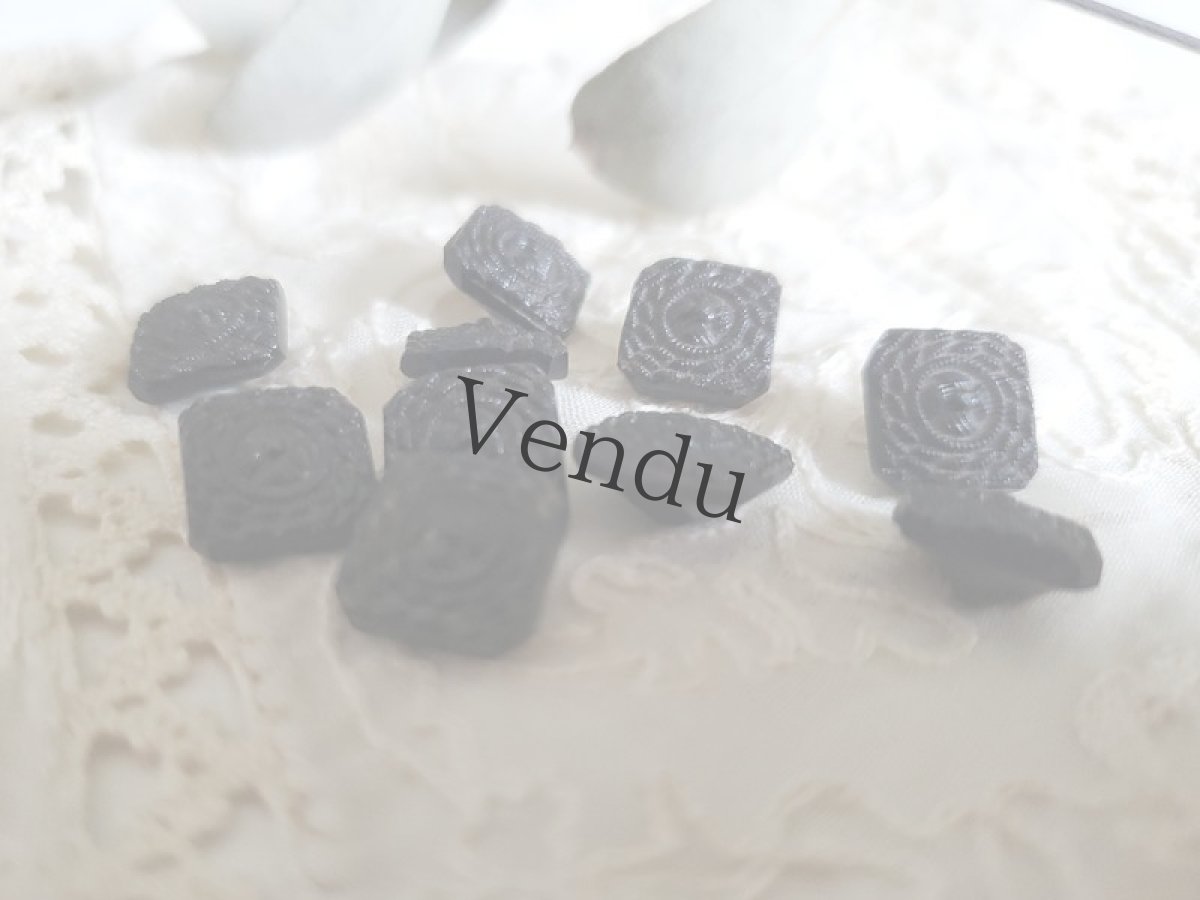 画像2: フランス 1900年前後 フレンチジェットボタン 10個セット 9mm (2)