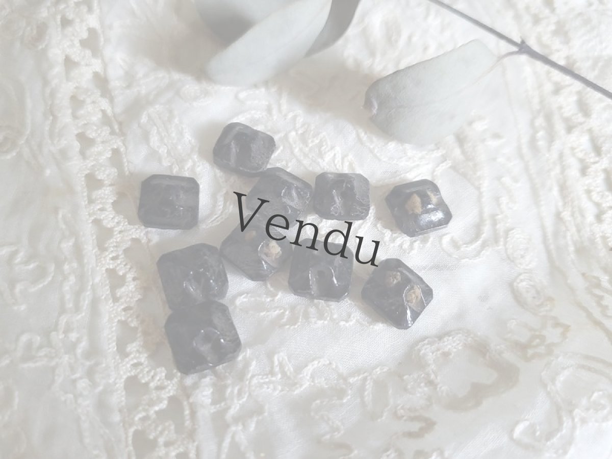 画像4: フランス 1900年前後 フレンチジェットボタン 10個セット 9mm (4)