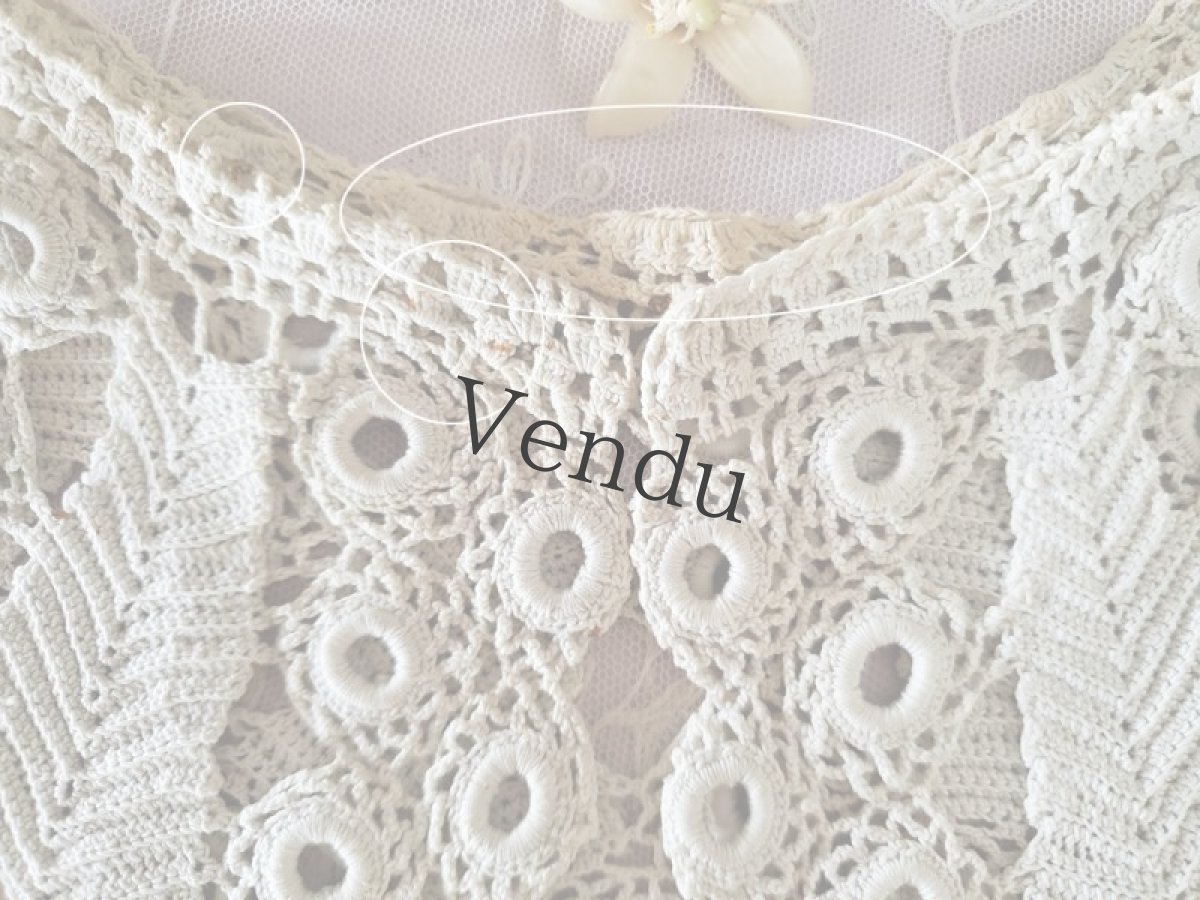 画像6: フランスアンティーク リネンクロッシェ つけ襟 (6)