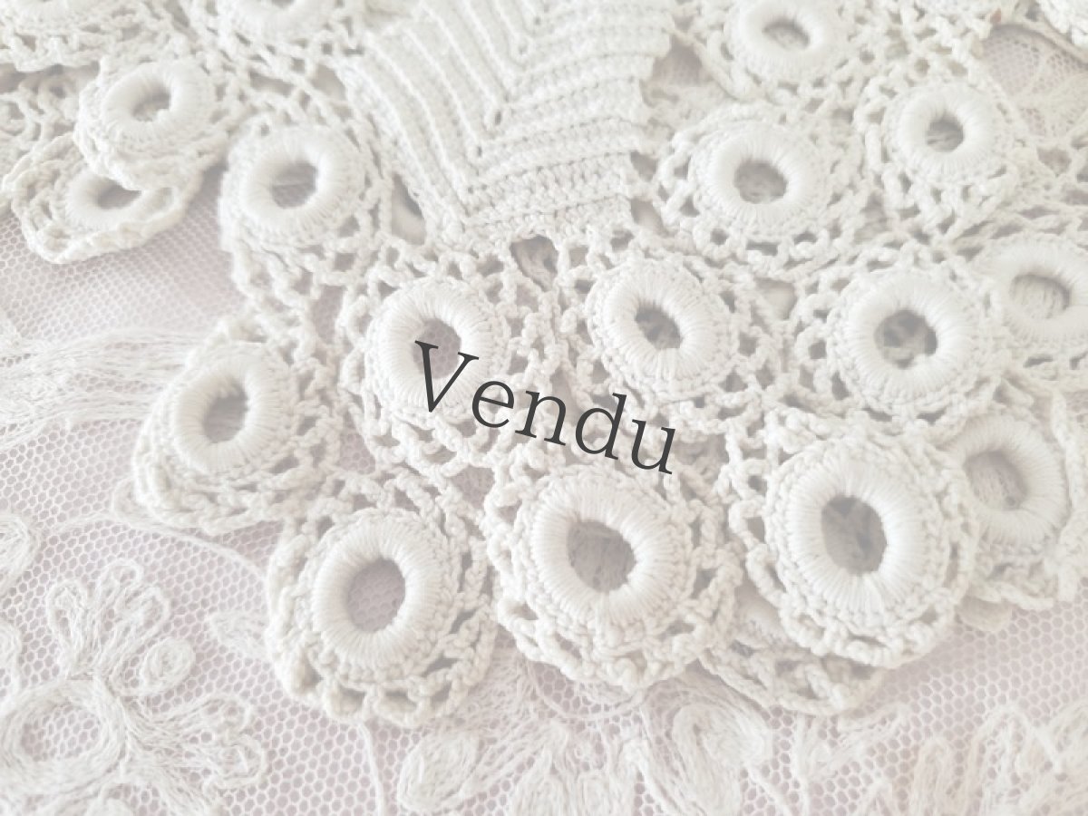 画像5: フランスアンティーク リネンクロッシェ つけ襟 (5)