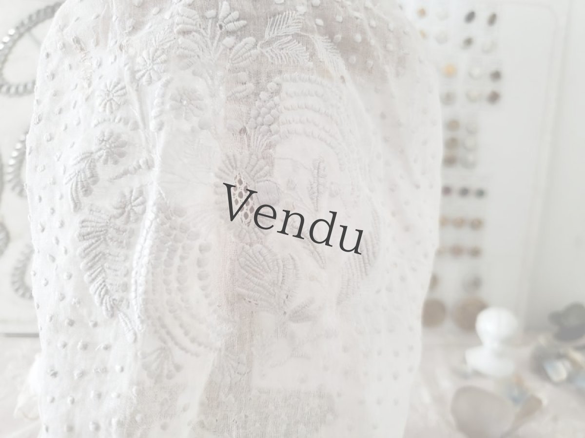 画像4: フランス 1910年代 リネンローン地 白糸刺繍のボネ (4)