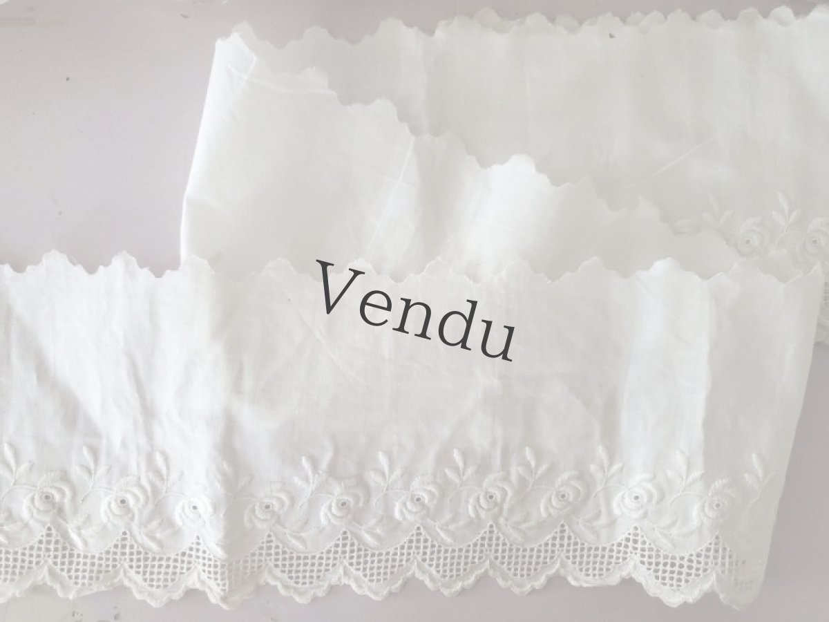 画像3: フランスヴィンテージ　幅広ばらの刺繍スカラップレース182cm (3)