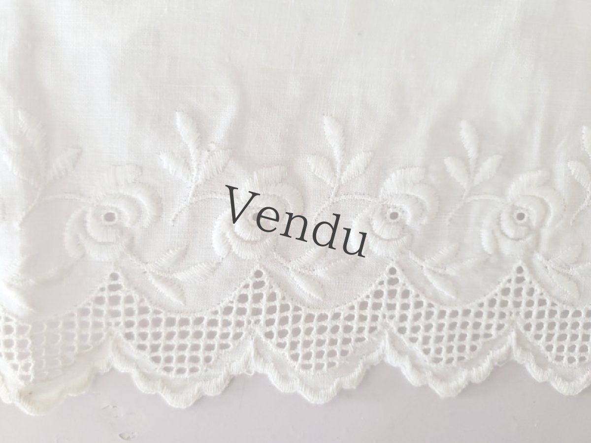 画像2: フランスヴィンテージ　幅広ばらの刺繍スカラップレース182cm (2)