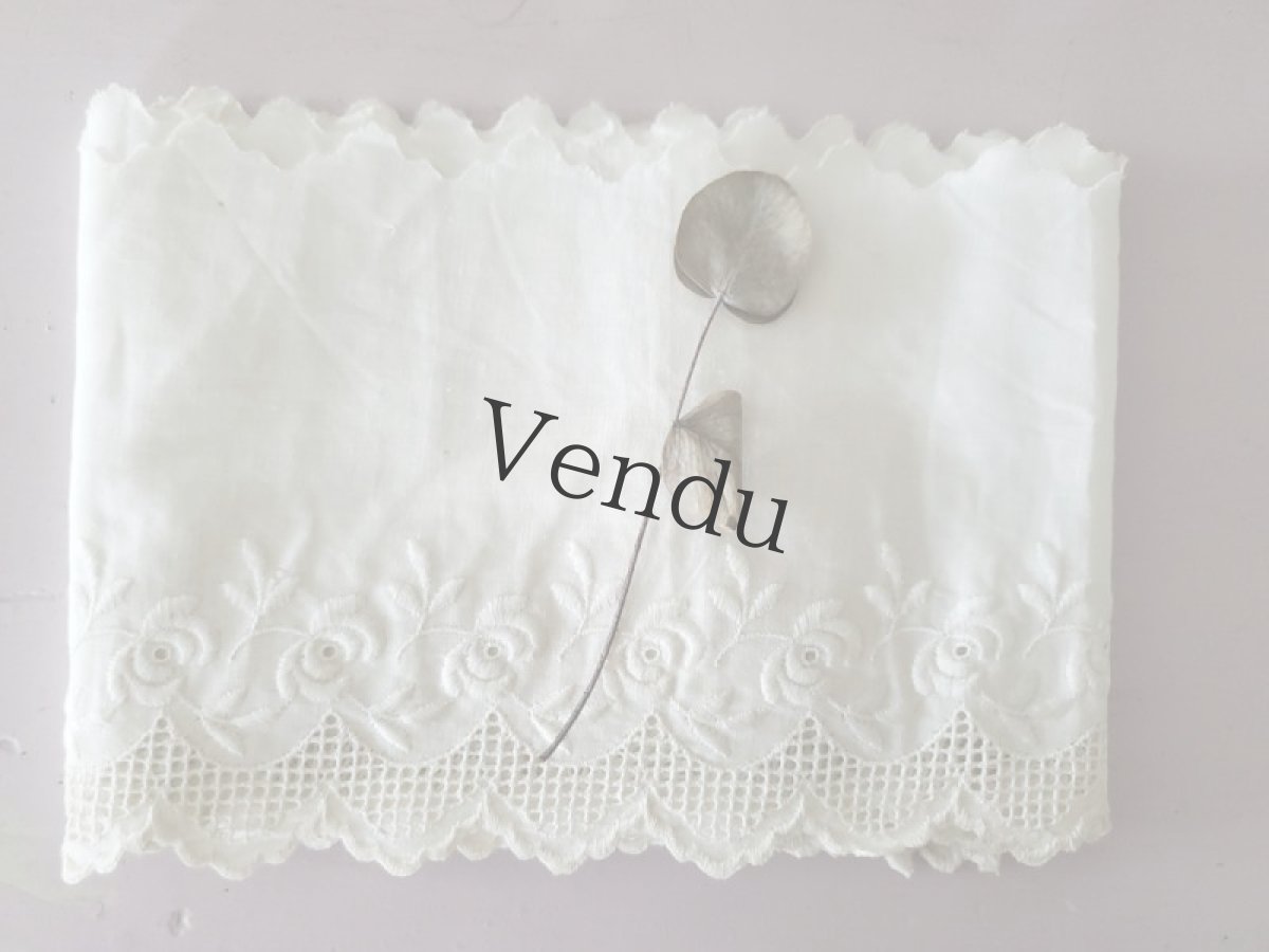 画像4: フランスヴィンテージ　幅広ばらの刺繍スカラップレース182cm (4)