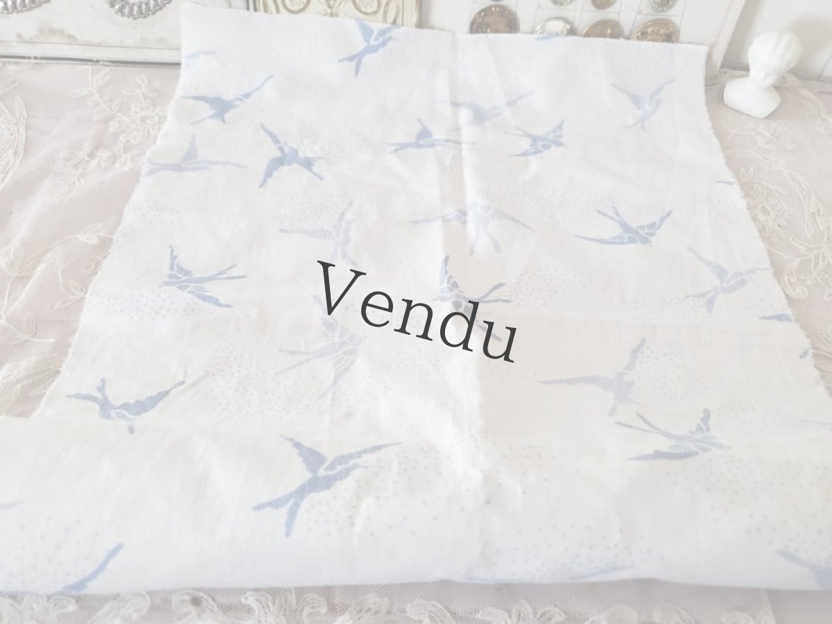 画像4: フランスヴィンテージ　ツバメ柄の端切れ 82×30.5cm (4)