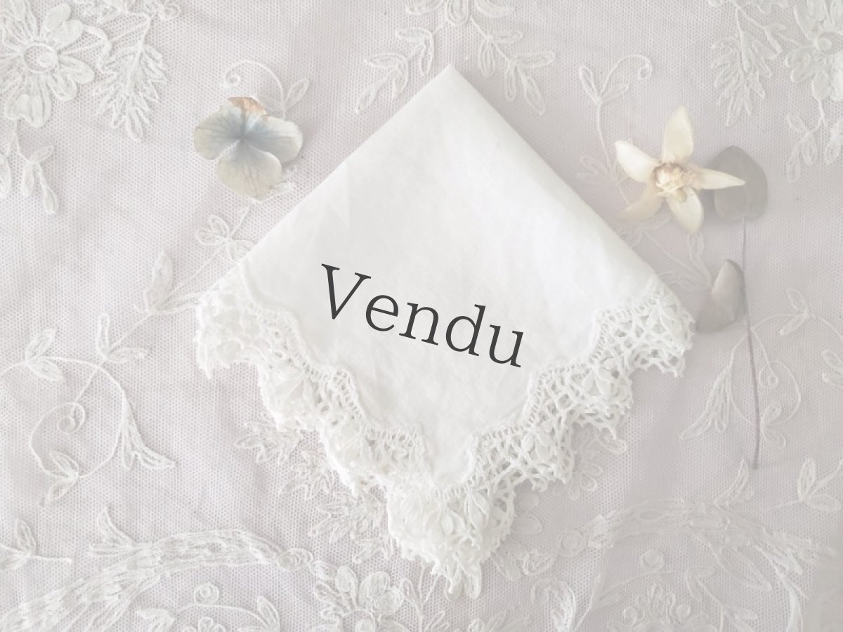 画像3: フランスヴィンテージ　ボビンレースハンカチ　エクリュ (3)