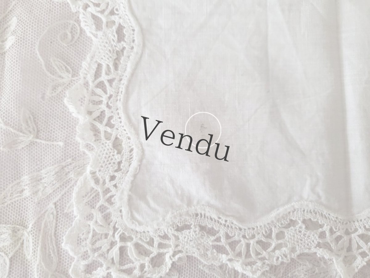 画像5: フランスヴィンテージ　ボビンレースハンカチ (5)