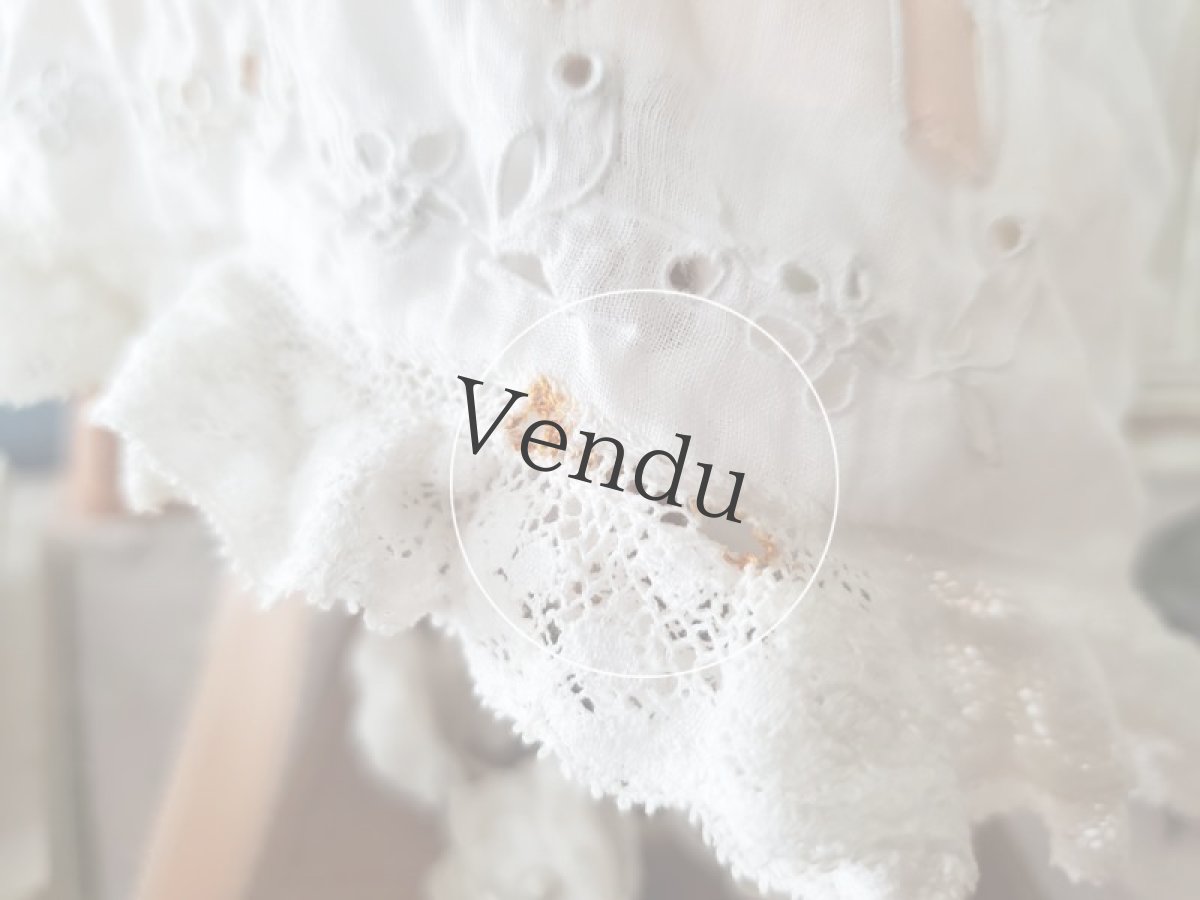 画像10: フランスアンティーク カットワーク刺繍の小さなボネ (10)