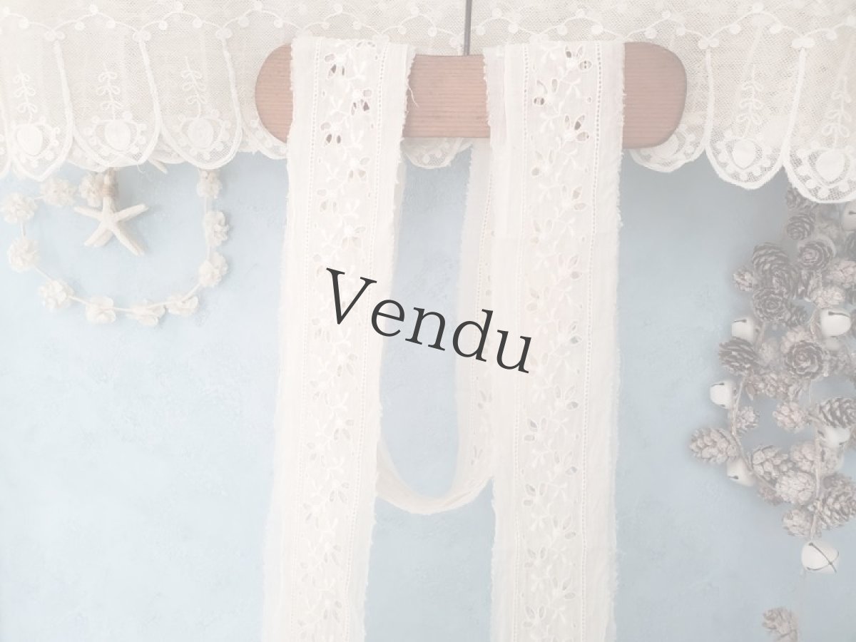 画像8: フランスヴィンテージ　幅広刺繍レース ベージュ403cm (8)