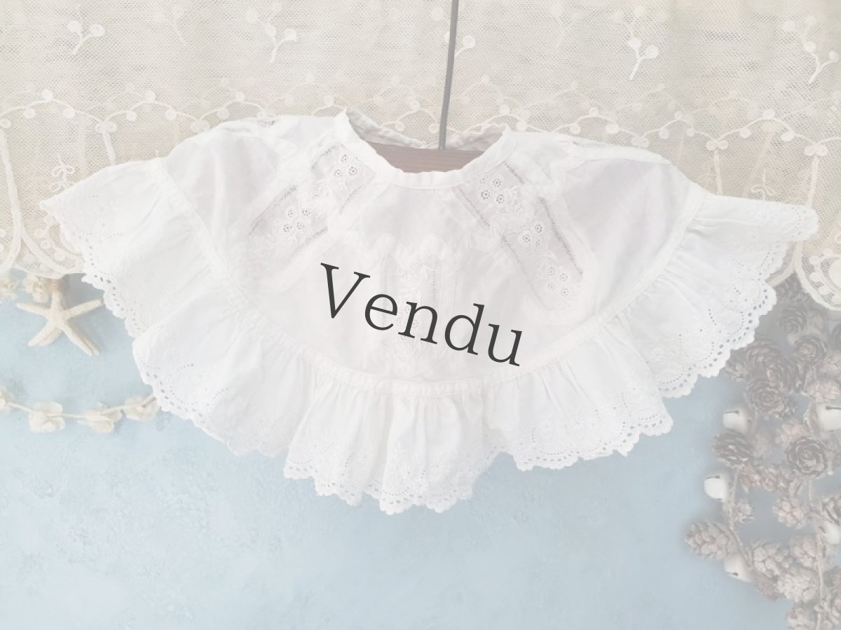 画像6: フランスアンティーク 刺繍レース 少女のつけ襟 (6)