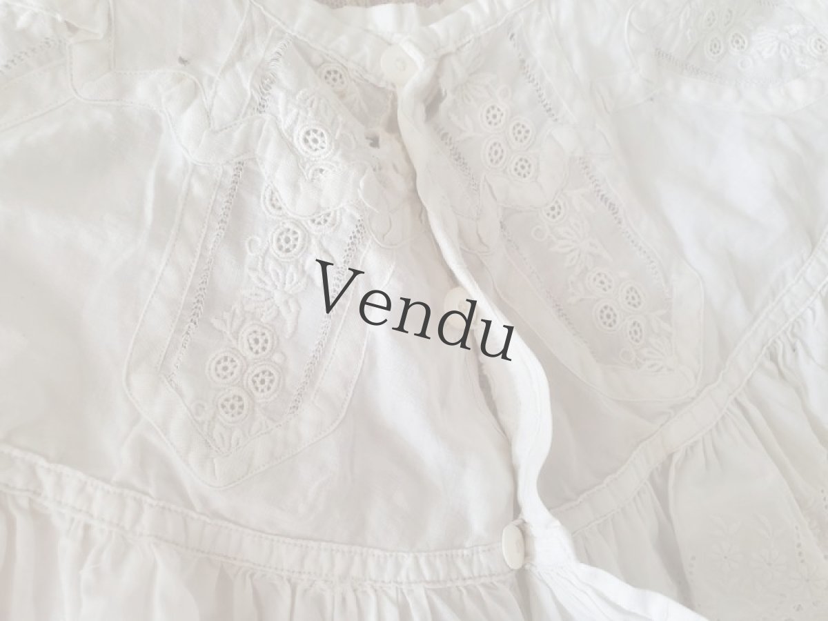 画像5: フランスアンティーク 刺繍レース 少女のつけ襟 (5)