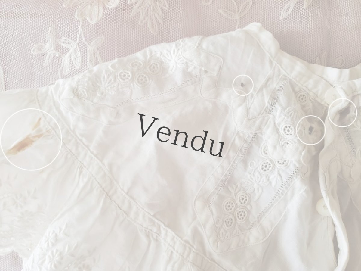 画像9: フランスアンティーク 刺繍レース 少女のつけ襟 (9)