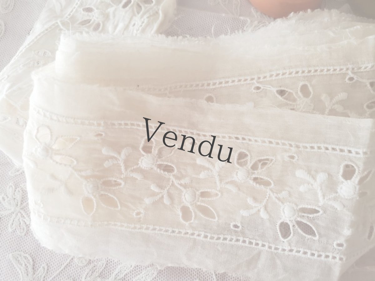 画像3: フランスヴィンテージ　幅広刺繍レース ベージュ403cm (3)