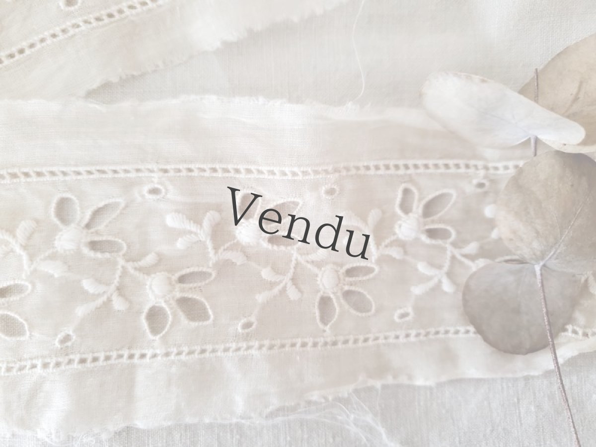 画像5: フランスヴィンテージ　幅広刺繍レース ベージュ403cm (5)