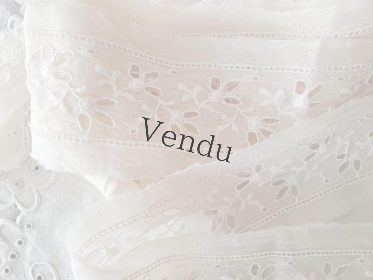 画像4: フランスヴィンテージ　幅広刺繍レース ベージュ403cm (4)