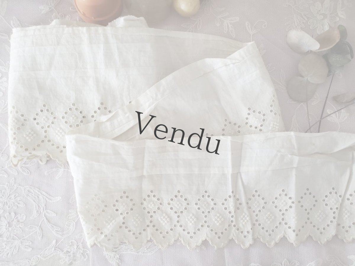 画像4: フランスアンティーク　幅広刺繍スカラップレース200cm (4)